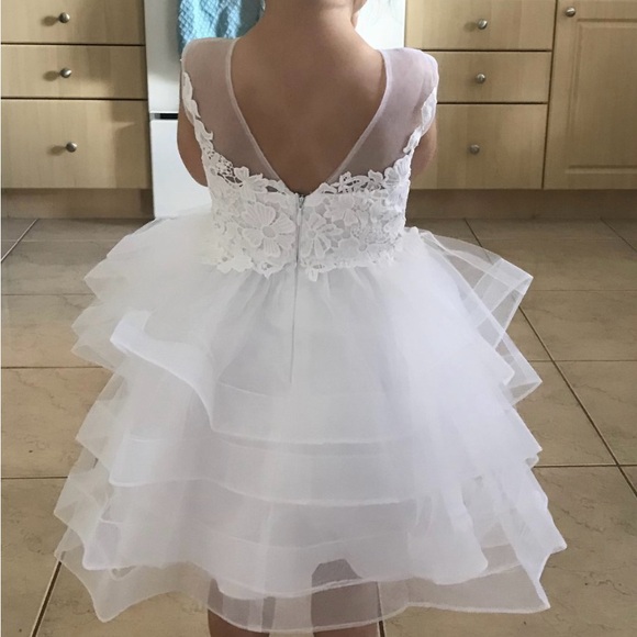 White tulle Flower Girl Lace Dress 3T - Picture 3 of 9